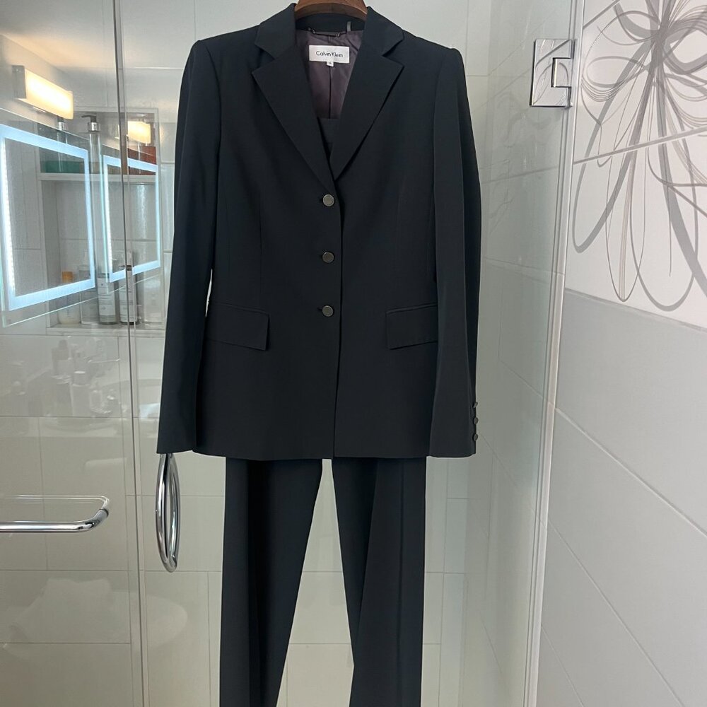 CALVIN KLEIN Black/ Dark Charcoal Pants Pantsuit Blazer Jacket----Size 6 - Picture 5 of 5